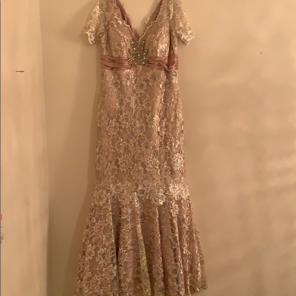Short sleeved embellished gown